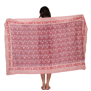 Pareo de playa ligero de verano para mujer, de algodón estampado a mano, tipo pañuelo envolvente, cubrebañador sin tirantes de una pieza con estampado de puntos y letras - Product Image 4