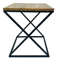 Table de bar basse multifonctionnelle moderne avec plateau en bois et structure en fer pour hôtel, entrée ou usage en ferme