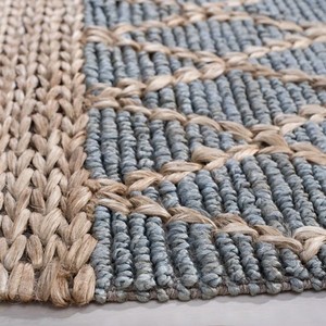 Handwoven Jute <b>Rug</b> Geometric Pattern Rectangle Bohemian Style Non-Slip Hallway Area <b>Rug</b> Low Pile <b>Thin</b> Crafted With Natural Fiber - Product Image 4