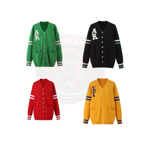 Sorority Knitted <b>Cardigan</b> Women's Sweater With Greek Letter Embroidery Full Sleeve collage Wear Anti-Pilling 100% Acrylic - Product Image 2