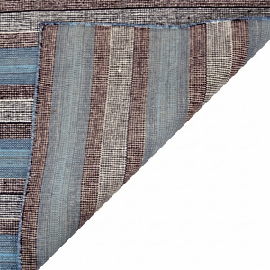 Tapis en laine DECORDEC à rayures verticales bleu poussière, marron et ivoire, antidérapant, écologique, tissé, pour salon, chambre et hôtel - Product Image 6