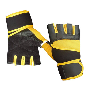Heavy Duty Leather Exercise Gloves with Long Wrist Wraps Breathable Gym <b>Hand</b> Protection for Strength Training Fitness - Product Image 3