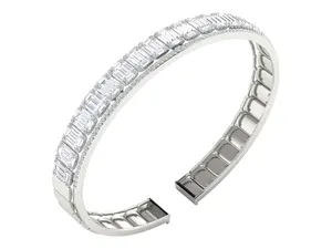 Bracelet en or massif 18 carats avec diamants de laboratoire, émeraude 5,5 carats, jonc ouvert micro-pavé, bijoux fins IGI, fabrication sur mesure OEM - Product Image 5