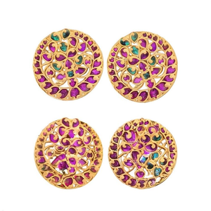 Vintage Gold Plated Round Stud Earrings with Zircon Stones for Wedding and Party - Product Image 3