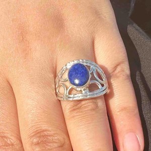 Handmade Natural Lapis Lazuli 925 Sterling Silver <b>Ring</b> Statement Gemstone Jewelry Gift For Women Elegant - Product Image 4