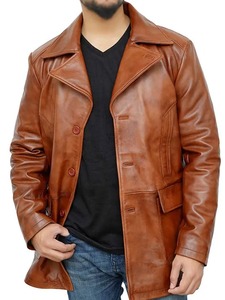 Premium Brasco Brown <b>Sheepskin</b> Leather Coat - Product Image 2