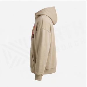 เสื้อฮู้ดดี้ผู้ชายสีเบจ ผ้าฝ้ายเฟรนช์เทอร์รี่ พิมพ์ลาย มีกระเป๋าหน้า สไตล์ลำลอง ใส่ได้ทุกวัน ทรงปกติ สำหรับฤดูใบไม้ร่วง - Product Image 3