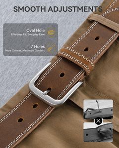 Full Grain Leather <b>Belt</b> for Men, <b>Work</b> <b>Belts</b> for Men Heavy Duty, Daily Wear for Jeans Pants - Product Image 3