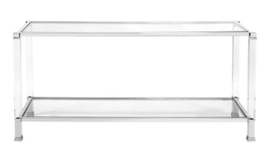 Console moderne en acrylique avec pieds effet verre transparent, longue table de réception, meuble d'entrée pour salon et maison - Product Image 3
