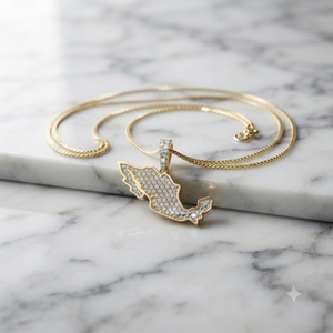 Colgante Personalizado con Mapa de México en Oro Sólido de 14K con Diamantes Naturales, Amuletos del Día Nacional, Joyería Hip Hop Premium, Ideas de Regalos - Product Image 3