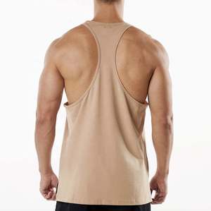Camiseta sin Mangas para Hombre, Color Beige, Cuello Redondo, Tejido de Punto, Color Sólido, Transpirable, Estilo Casual - Product Image 5