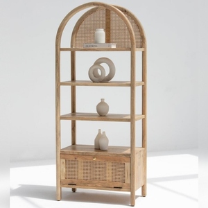 Étagère de présentation en bois Vandana Merino Elara, design moderne en bois massif, meuble de rangement minimaliste - Product Image 4