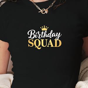 Crown Birthday Squad Y2K Slim Fit T-shirt à manches courtes en tricot à imprimé festif pour femmes - Product Image 3