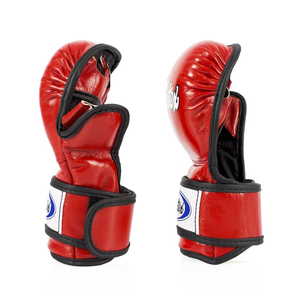 Guantes de Combate Profesionales Fairtex MMA de Medio Dedo, Color Rojo, Cuero Genuino, para Entrenamiento de Muay Thai, Boxeo y Grappling - Product Image 2