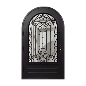 Hand-forged Wrought Iron <b>Swing</b> Entrance Gate Rust-resistant Easy Assemble Featuring Modern Arched Design Decorative Patterned - Product Image 1