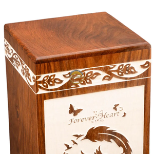 Handcrafted bird waves & Natural Wood Cremation Urn Ashes Box Artistic Funeral Memorial Keepsake by AYAANS - Product Image 5