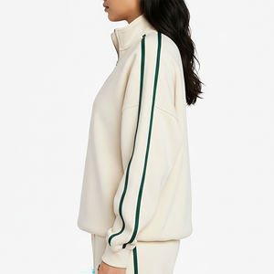 Sweat-shirt oversize pour femme en molleton 100% coton, avec fermeture éclair quart, grande taille, tendance, prix de gros abordable - Product Image 2