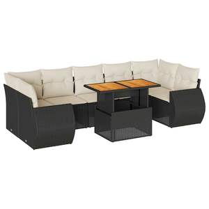 Conjunto de Sofá de Jardín de Ratán Negro con Reposabrazos Ajustables, Muebles de Exterior de Diseño Contemporáneo - Product Image 4