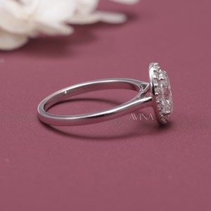 IGI Certified Oval Cut Diamond Halo <b>Solitaire</b> Engagement - Wedding <b>Ring</b> in Solid 925 Sterling <b>Silver</b> - Product Image 6
