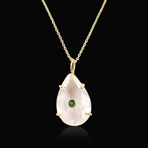 Nouveau design, bijoux tendance uniques et élégants, pierre précieuse hydro quartz, pendentif en zircon cubique en forme de larme, plaqué or 18 carats, cadeau pour elle - Product Image 3