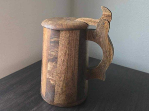 MORDEN STYLE TUMBLER WOODEN BEER TANKARD MUG COFFEE Travel Solid Customised Handle Bamboo Eco-Friendly Dishwasher Safe Christmas - Product Image 2