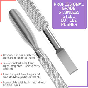 Pousse-cuticules de haute qualité en acier inoxydable poli miroir, manche russe, pour éliminer les peaux mortes des ongles - Product Image 3