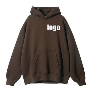 Sweat-shirt à capuche en coton épais pour homme, pull uni d'hiver, broderie de logo personnalisée, impression en relief, vêtements dorés - Product Image 1