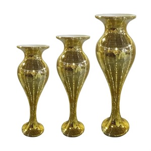 Amazing Glam Metal Warm Toned Floor <b>Vase</b> Handmade <b>Gold</b> Decorative Wedding Centerpiece Metal <b>Vase</b> - Product Image 2