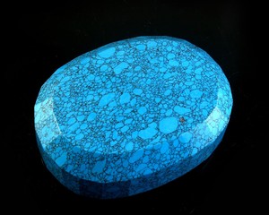 Cabochon poli en pierre précieuse turquoise bleu-vert, taille grande, coupe ovale, pour la fabrication de bijoux, la guérison et la décoration - Product Image 2