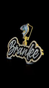 Pendentif personnalisé en argent sterling 925 émail noir VVS Moissanite lettre diamant pendentif HipHop Style poisson glacé caution nom pendentif - Product Image 3