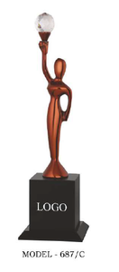 Durable and Stylish metal Lady <b>Trophy</b> with Gold Finish Portable and Custom Branding for Trade Shows and Corporate Giveaways. - Product Image 6