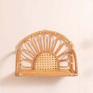Children Natural Rattan Bookcases Kids Wood Bookshelves Unique Flower Shaped <b>Storage</b> Bookshelf - Product Image 1