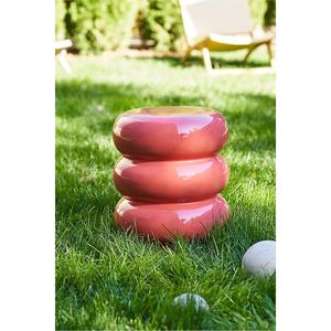 Modern Glossy <b>Pink</b> Metal Coffee Table Stacked Ring Design Luxury Living Room Furniture Minimalist Round Accent Table Side <b>Stool</b> - Product Image 1