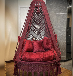 Fauteuil suspendu en macramé fait main, hamac bohème, intérieur/extérieur - Product Image 1