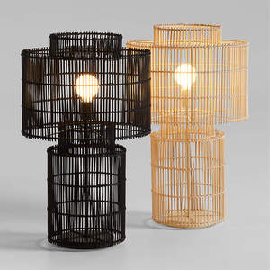Lampes en rotin artisanales pour le salon, centre de décoration, lampes de table noires décoratives - Product Image 6