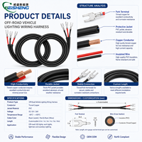 Câble d'extension de faisceau de câblage pour barre lumineuse LED 16 AWG, kit de 10 pieds pour tout-terrain et bateau