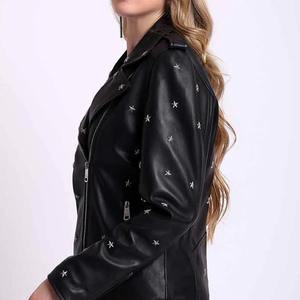 Chaqueta de Cuero Vacuno Genuino para Mujer, Chaqueta de Motociclista de Moda de Invierno, Proveedor Mayorista OEM - Product Image 5