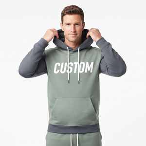 Sweat à capuche pour homme 100% polyester, coupe classique, couleur contrastée, manches longues, poche kangourou, streetwear, logo personnalisé - Product Image 3