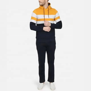 Nueva moda 100% algodón hombres chándal de alta calidad de lana gruesa ropa de calle personalizada chándal de hombre bloque Color Slim Fit - Product Image 1