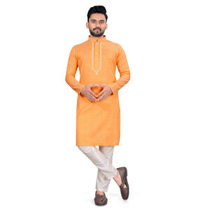 ชุดนอนผ้าฝ้ายผ้าแจ็คการ์ดสีส้มกึ่งผ้าคอตตอน - Product Image 1