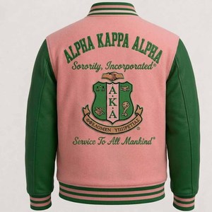 Alfa |   Kapa |   Chaqueta Bomber de Satén con Cremallera y Lentejuelas Bordadas Transpirables Personalizadas de la Hermandad Alpha (AKA) - Product Image 6