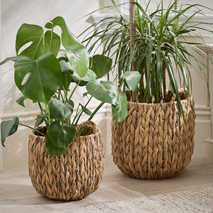 Pot à fleurs en jacinthe d'eau style bohème, pot en paille tressé à la main pour la décoration intérieure et le jardin extérieur - Pot tressé naturel du Vietnam - Product Image 5