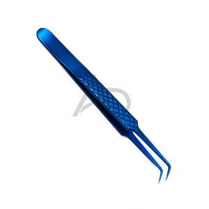 Pince à épiler à angle de 90 degrés en acier inoxydable pour extensions de cils, forme en L, motif diamant, logo personnalisé - Product Image 3