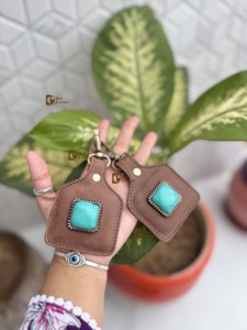 New Designer 2026 Genuine Leather Key <b>Rings</b> Real Leather Turquoise Stone Western Stylish Key Chain Hot Sale Mini Bag - Product Image 6