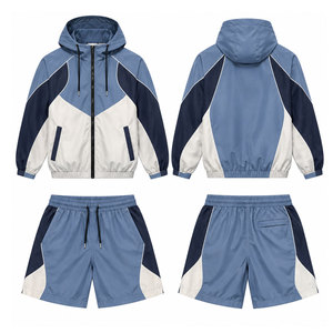 Modern Windbreaker <b>Short</b> Set Featuring Quick Dry Material Comfortable <b>Shorts</b> Full <b>Zip</b> Closure And Practical <b>Pockets</b> - Product Image 1