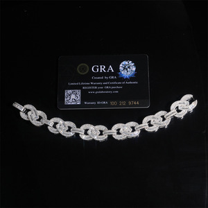สร้อยข้อมือคิวบันลิงค์เพชรเลี้ยงในห้องปฏิบัติการ เงินแท้ 925 ประดับเพชรเต็มเส้น สำหรับผู้ชายและผู้หญิง เครื่องประดับหรูหรา สไตล์ของขวัญ - Product Image 2