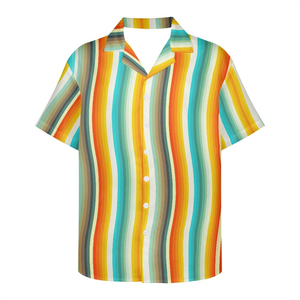 Chemise d'été pour homme en polyester/coton respirant, imprimé floral, manches courtes, style hawaïen, vêtements de plage d'été - Product Image 1