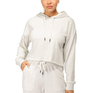 Nouveauté 2025 – Sweat à capuche court pour femme, 100 % coton, respirant, tendance, pour le sport et l'entraînement, personnalisable, service OEM, vente en gros - Product Image 1