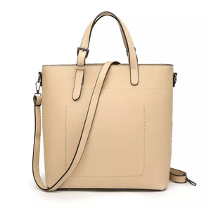 Bolso Tote Casual de Cuero Genuino Beige con Correa Extraíble, Cierre y Capacidad Personalizable, Bolso de Mano para Mujer, Estilo Clásico, Resistente para Exteriores - Product Image 1