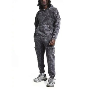 Ensemble de survêtement unisexe à capuche, couleur unie, pantalon de survêtement long, coupe décontractée, 100% polyester, séchage rapide, polaire vintage, hiver - Product Image 3